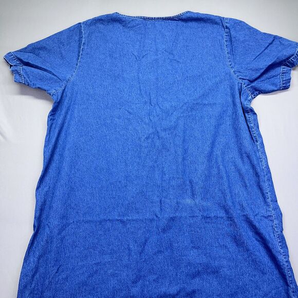 Silhouettes Denim Maxi Dress Womens 20W Short Sleeve‎ Modesty Patchwork Blue - Picture 13 of 16